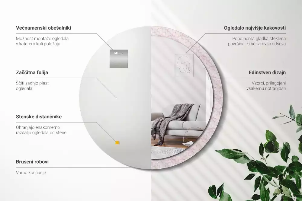 Kulaté dekorační zrcadlo Okvětní lístky