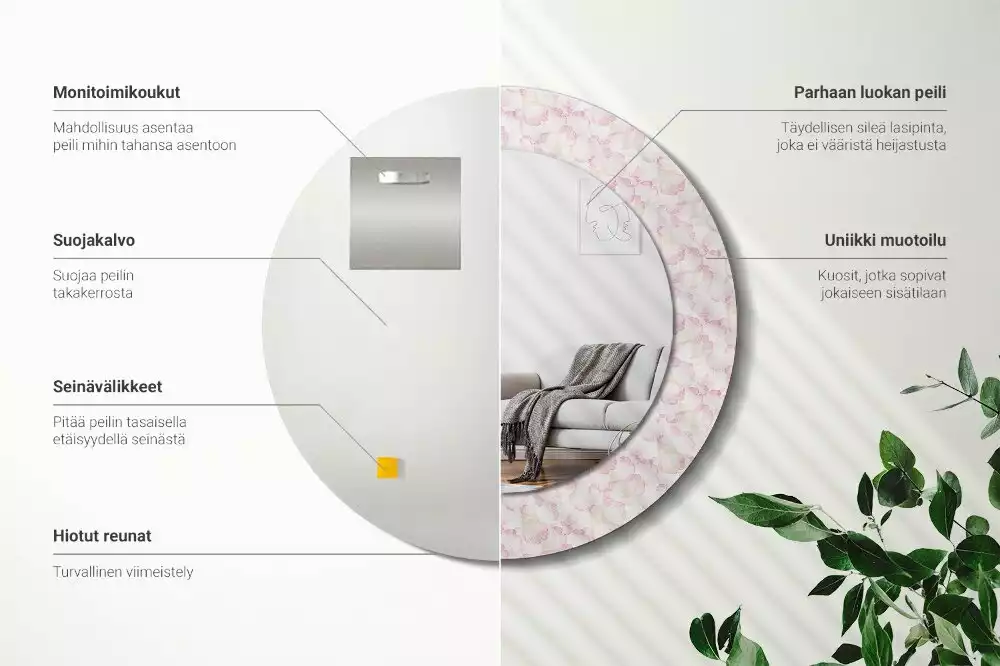 Kulaté dekorační zrcadlo Okvětní lístky