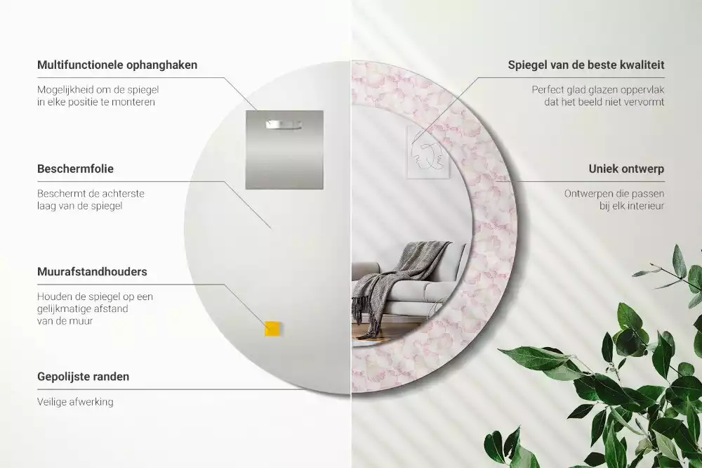 Kulaté dekorační zrcadlo Okvětní lístky