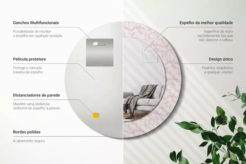 Kulaté dekorační zrcadlo Okvětní lístky