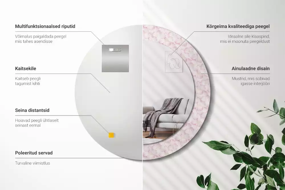 Kulaté dekorační zrcadlo Okvětní lístky