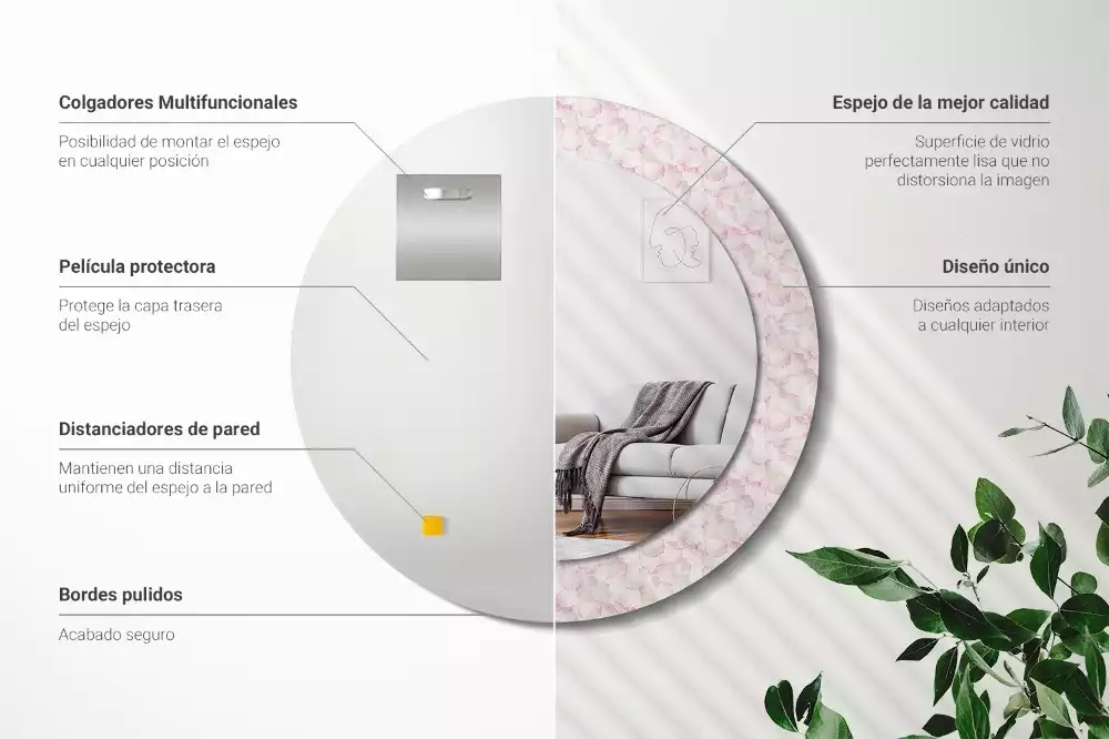 Kulaté dekorační zrcadlo Okvětní lístky