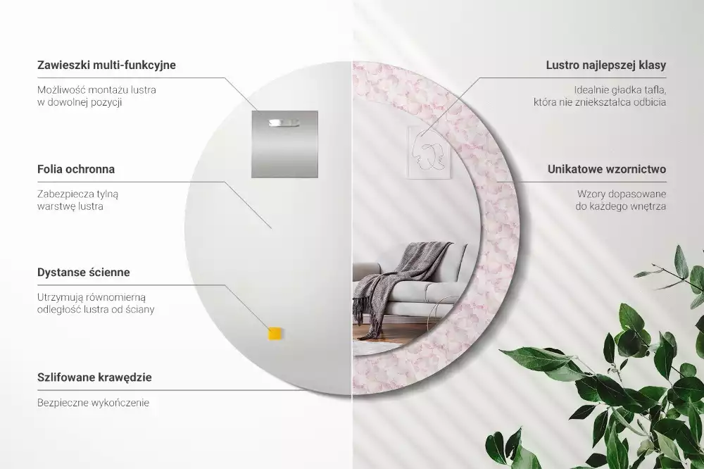 Kulaté dekorační zrcadlo Okvětní lístky