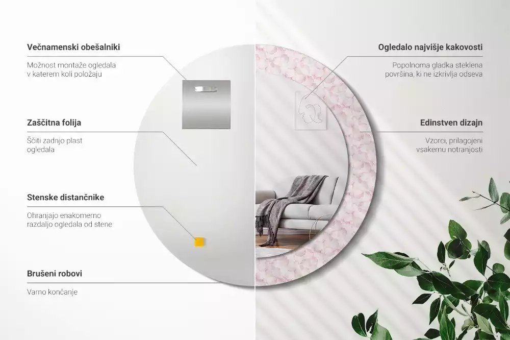 Kulaté dekorační zrcadlo Okvětní lístky