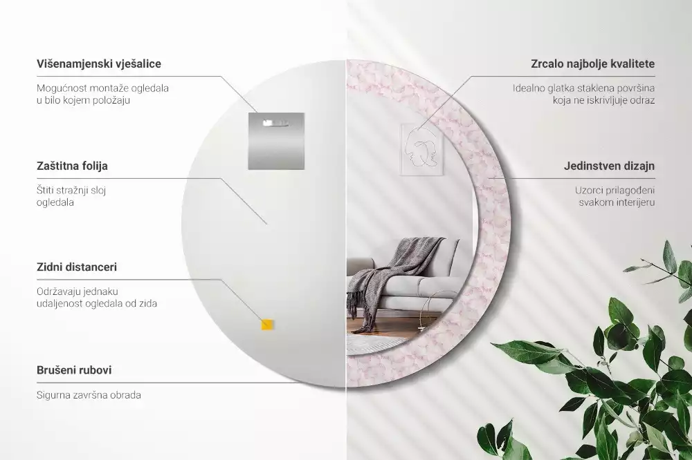 Kulaté dekorační zrcadlo Okvětní lístky