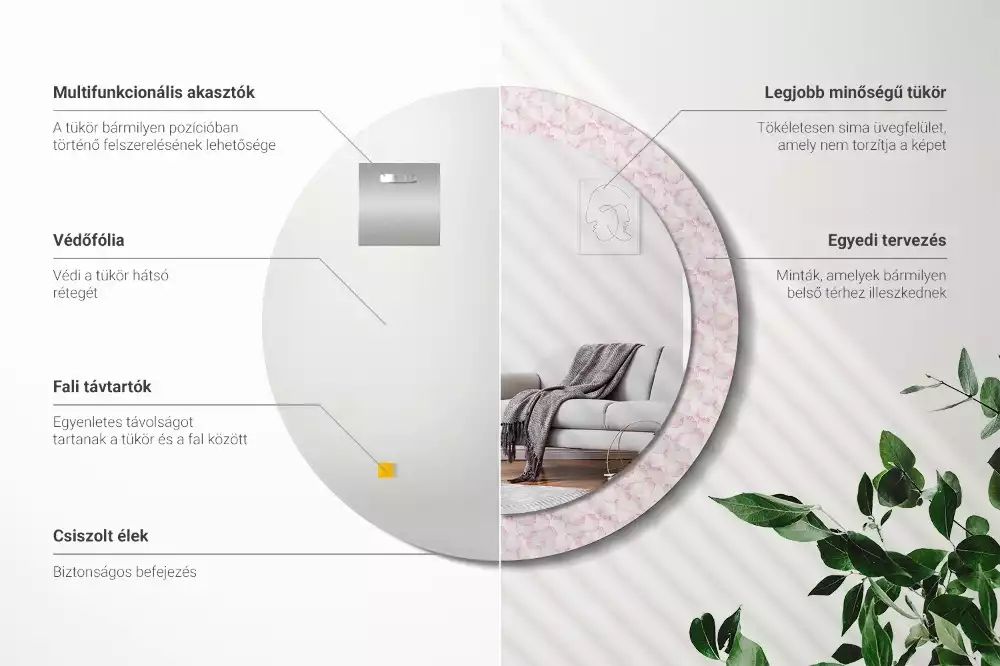 Kulaté dekorační zrcadlo Okvětní lístky