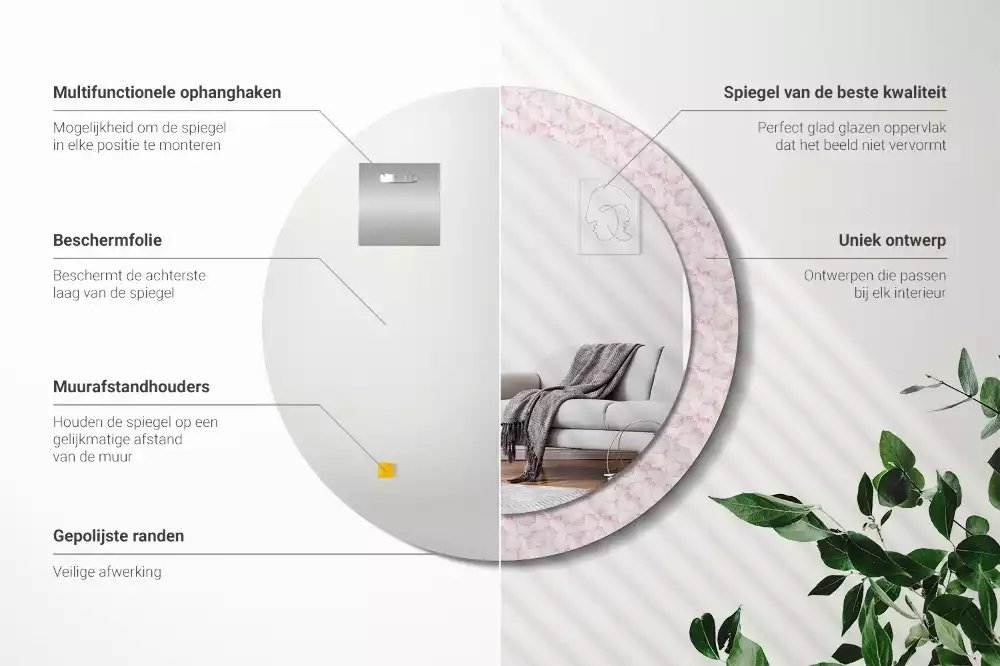 Kulaté dekorační zrcadlo Okvětní lístky