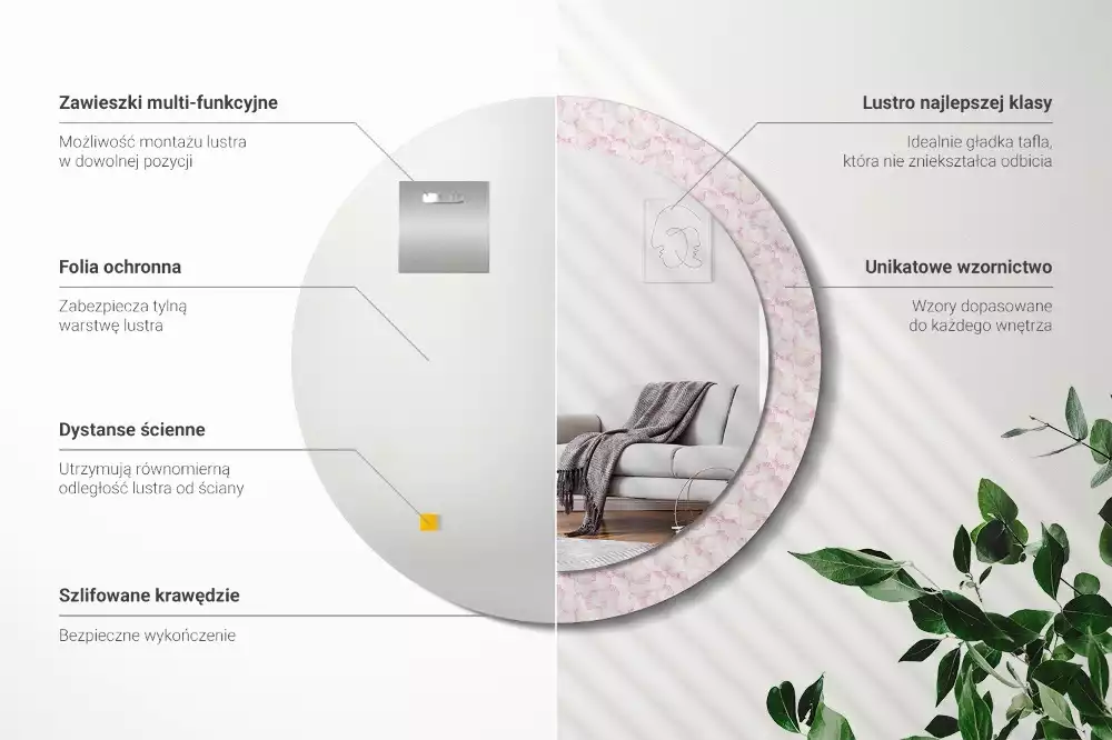 Kulaté dekorační zrcadlo Okvětní lístky