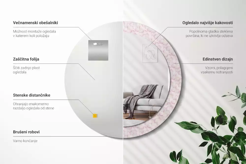 Kulaté dekorační zrcadlo Okvětní lístky