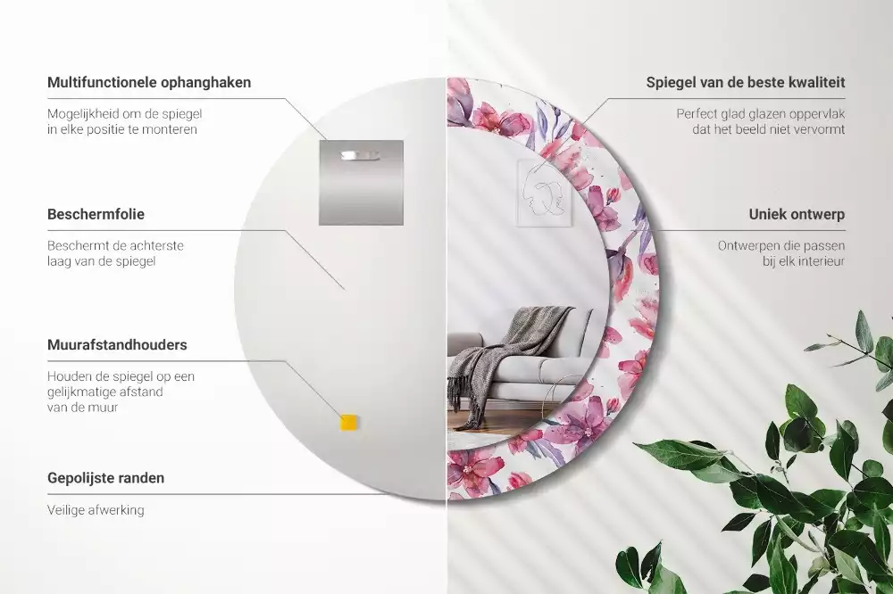 Kulaté dekorační zrcadlo Akvarel květiny