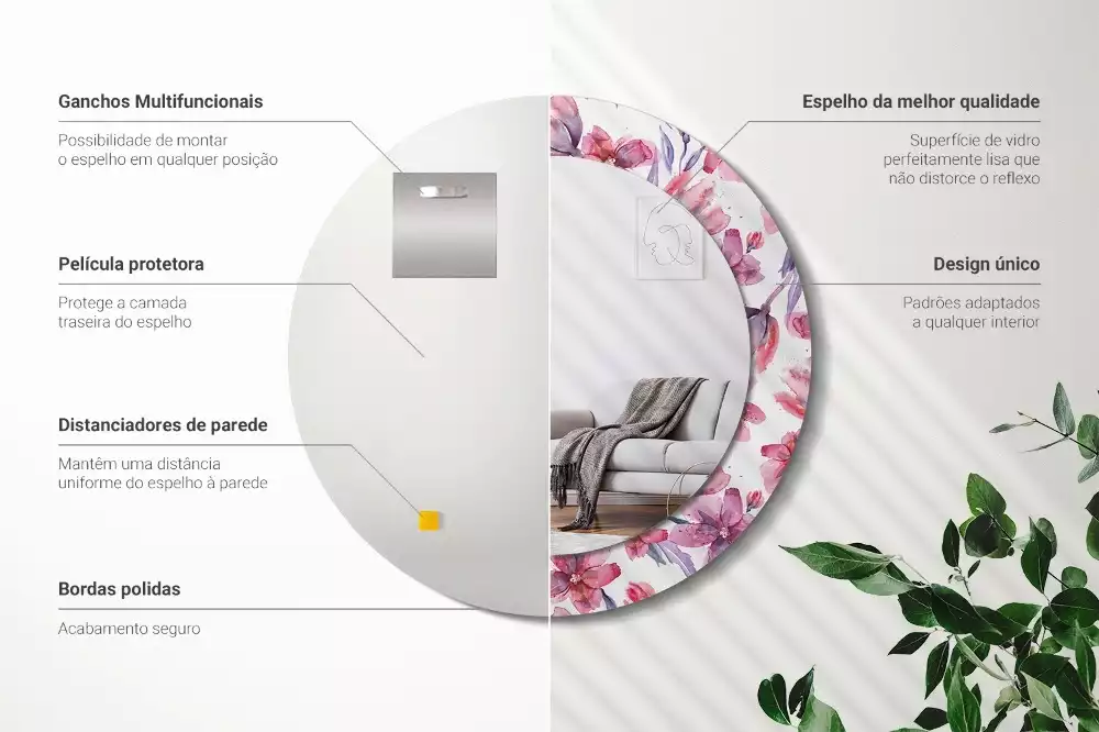 Kulaté dekorační zrcadlo Akvarel květiny