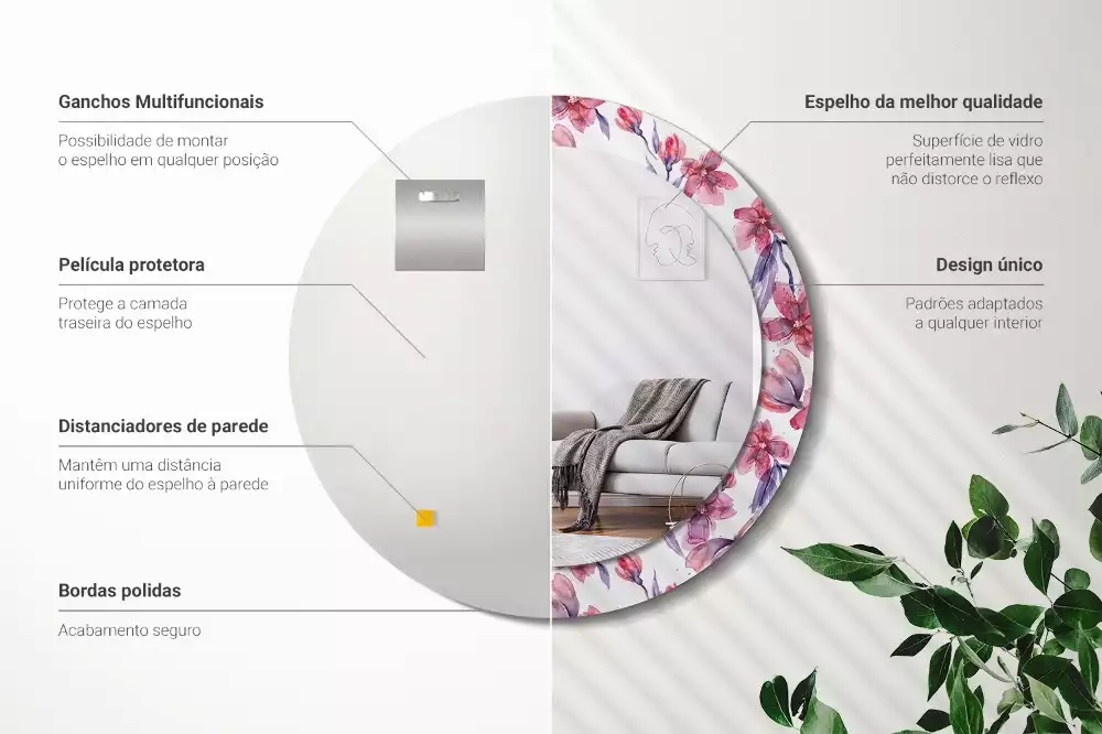 Kulaté dekorační zrcadlo Akvarel květiny