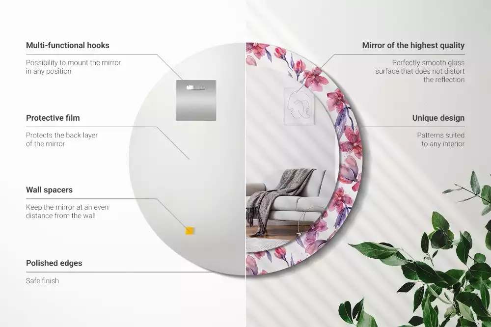 Kulaté dekorační zrcadlo Akvarel květiny