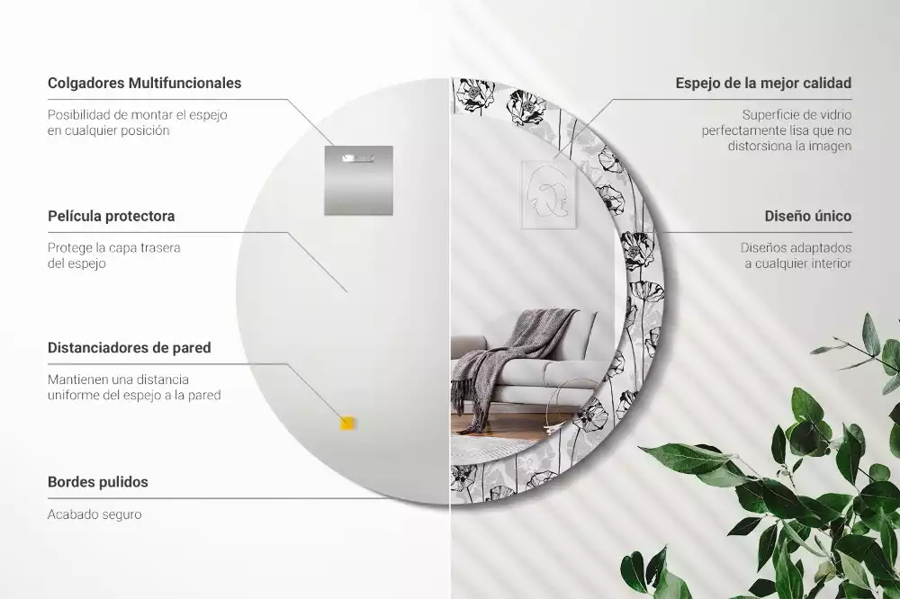 Kulaté dekorační zrcadlo Květy máku