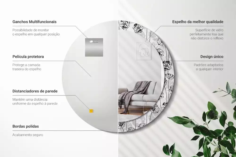 Kulaté dekorační zrcadlo Květy máku