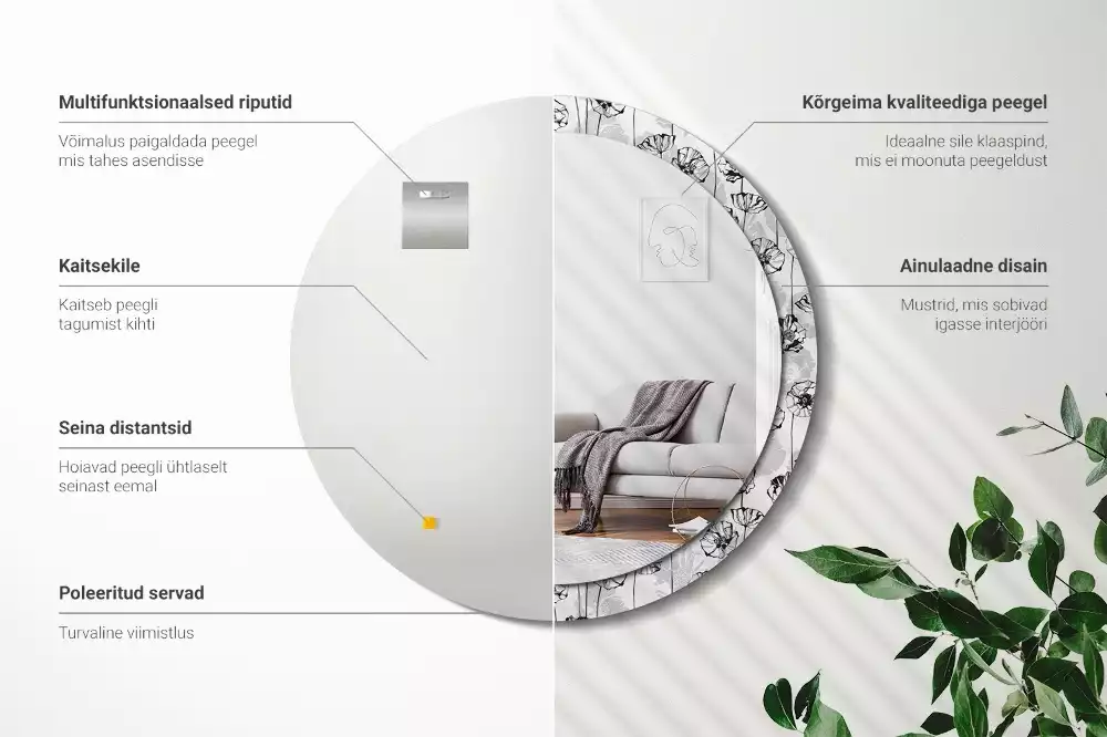 Kulaté dekorační zrcadlo Květy máku