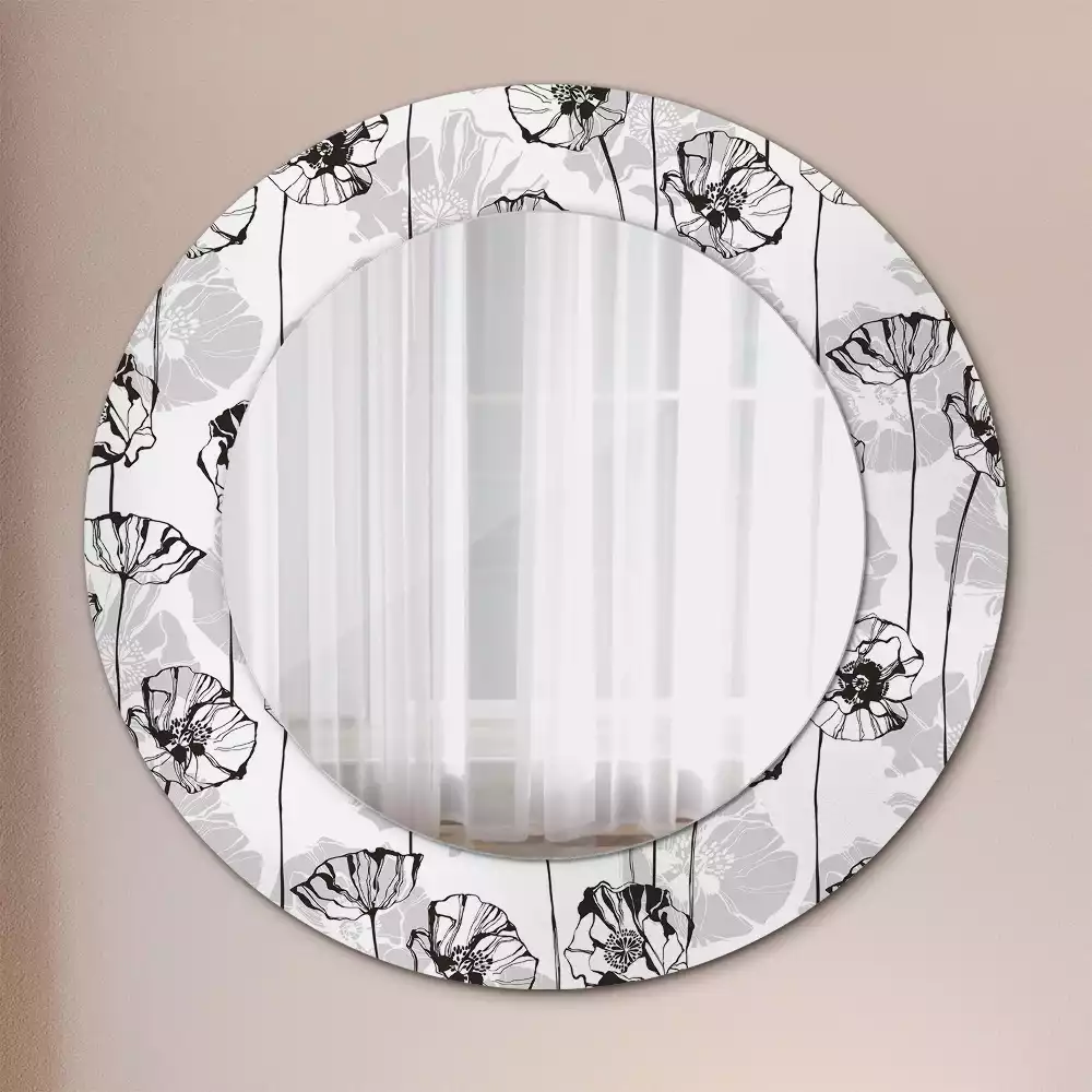 Kulaté dekorační zrcadlo Květy máku