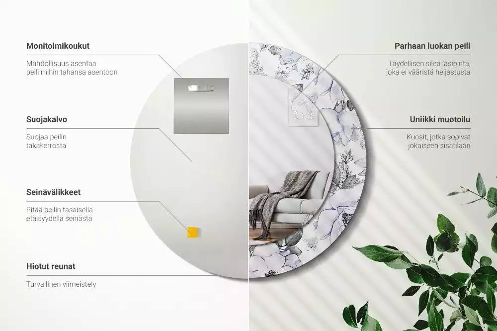 Kulaté dekorační zrcadlo na zeď Modré růže