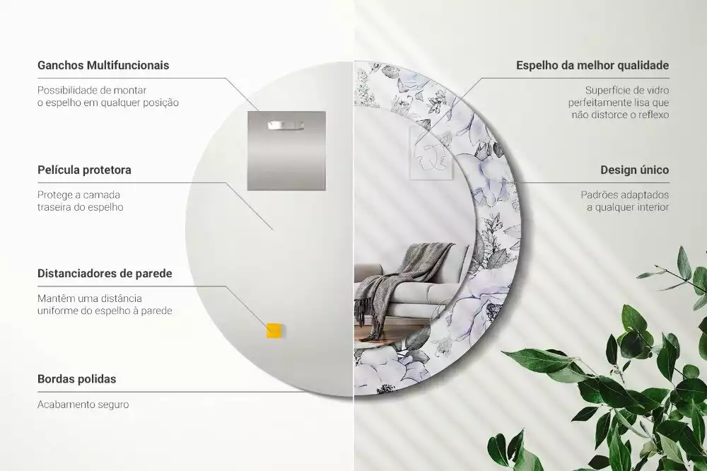 Kulaté dekorační zrcadlo na zeď Modré růže