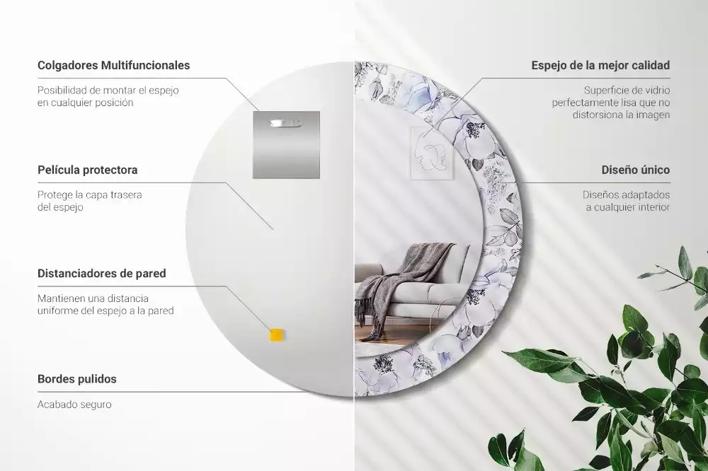 Kulaté dekorační zrcadlo na zeď Modré růže