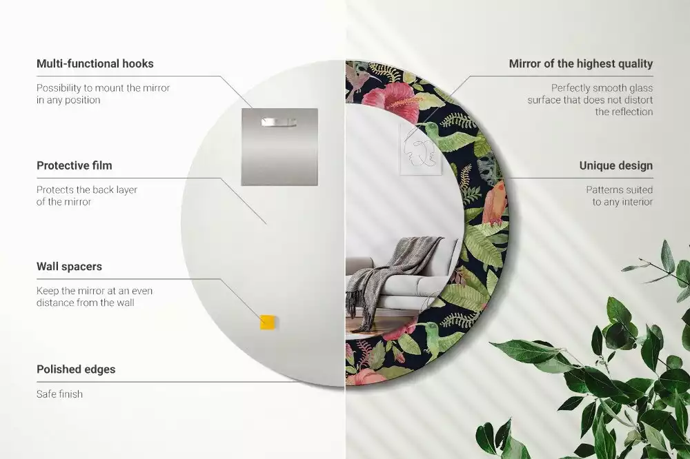 Kulaté dekorační zrcadlo na zeď Květy ibišku