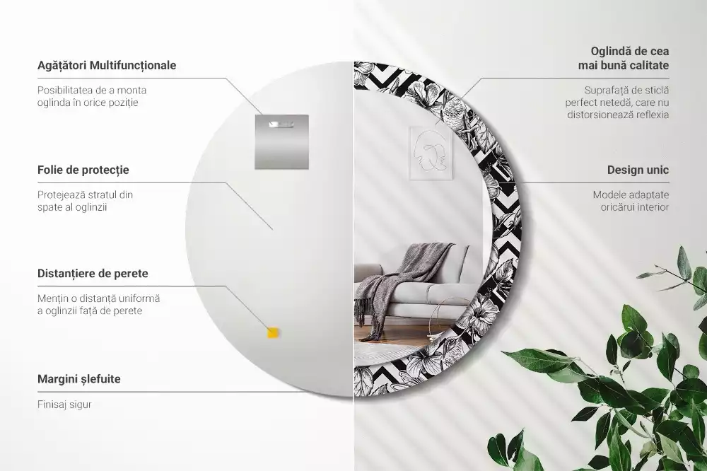 Kulaté dekorační zrcadlo Kolibříci