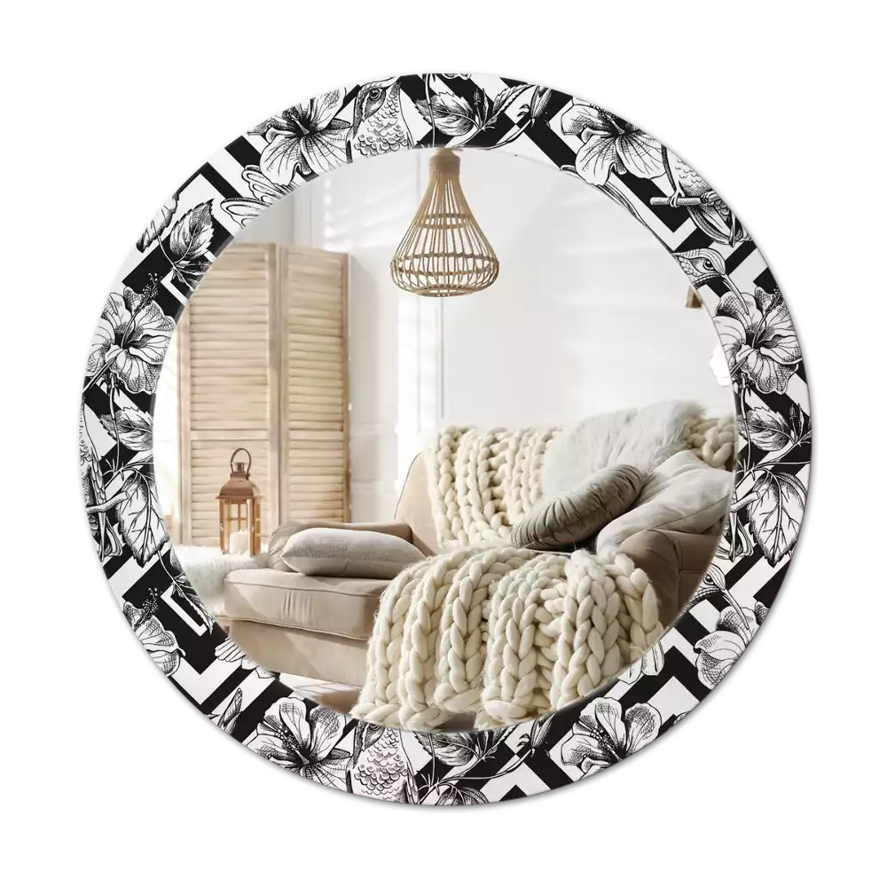 Kulaté dekorační zrcadlo Kolibříci