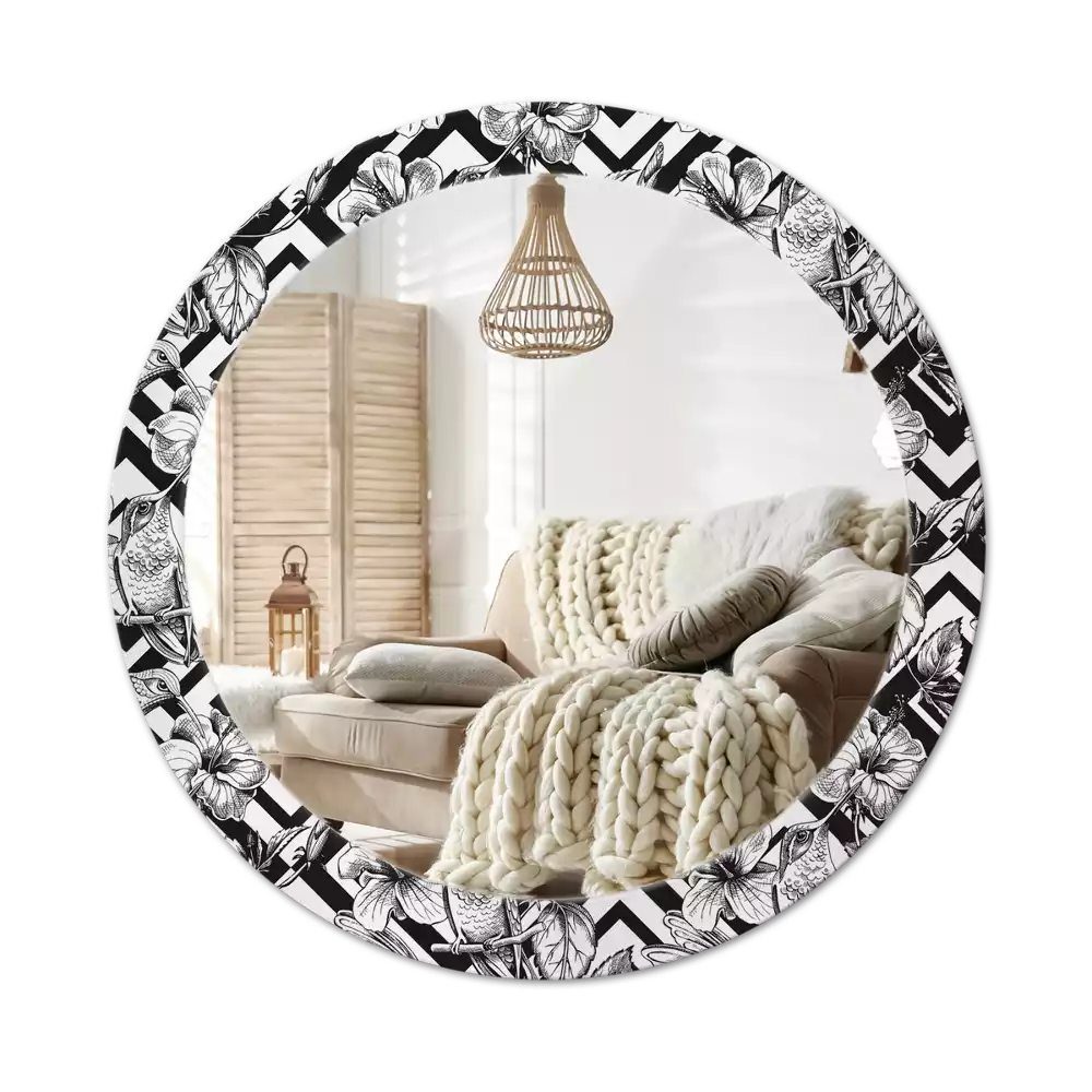 Kulaté dekorační zrcadlo Kolibříci