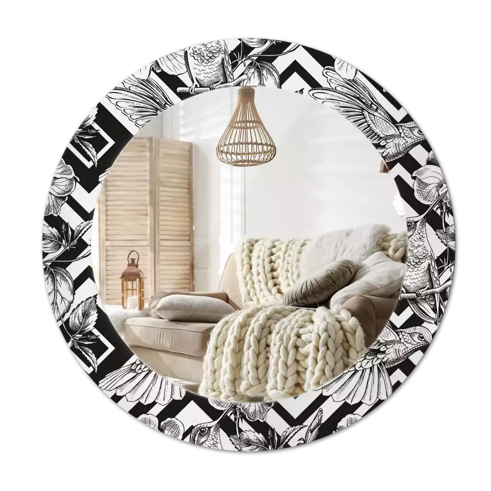 Kulaté dekorační zrcadlo Kolibříci