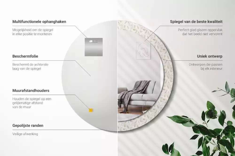 Kulaté dekorační zrcadlo Ptačí peří