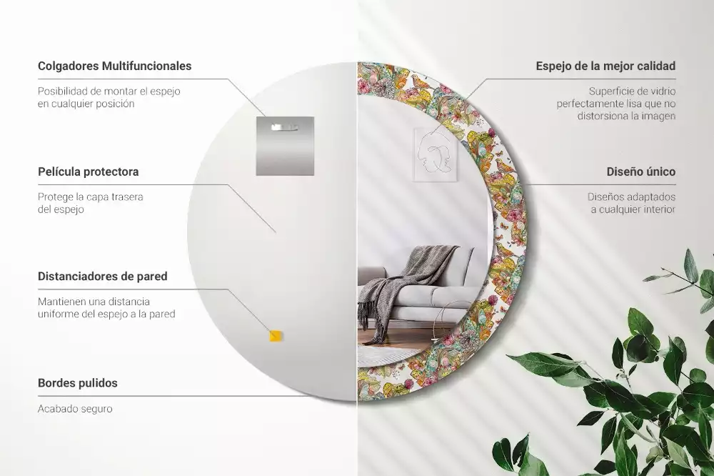 Kulaté dekorační zrcadlo Pohádkové květiny