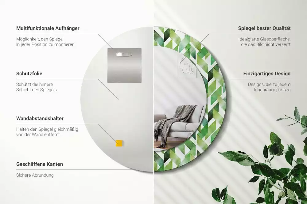 Kulaté dekorační zrcadlo Rybí kost