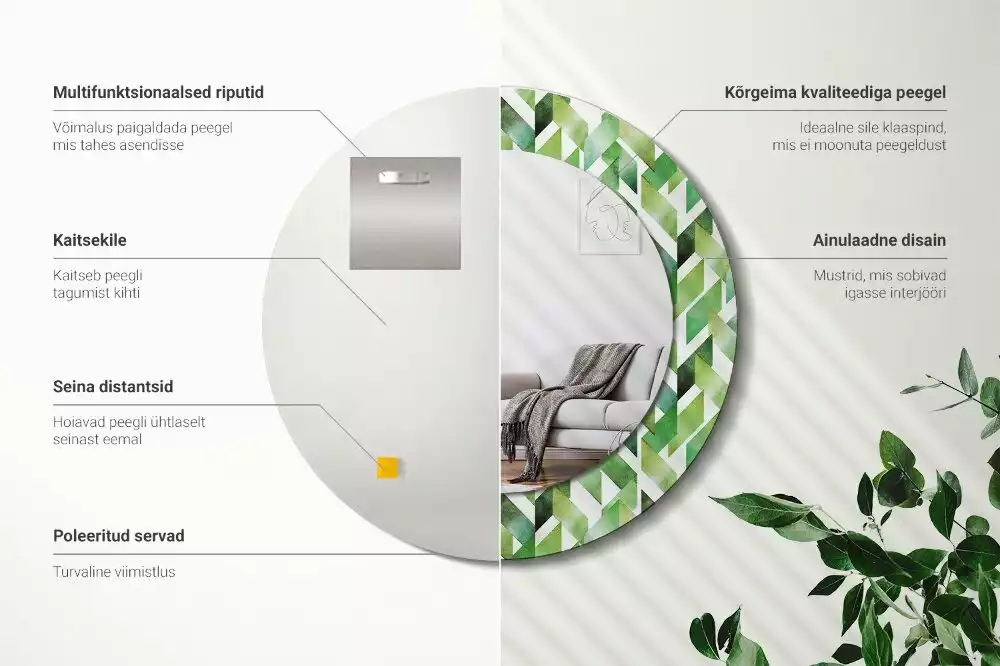 Kulaté dekorační zrcadlo Rybí kost