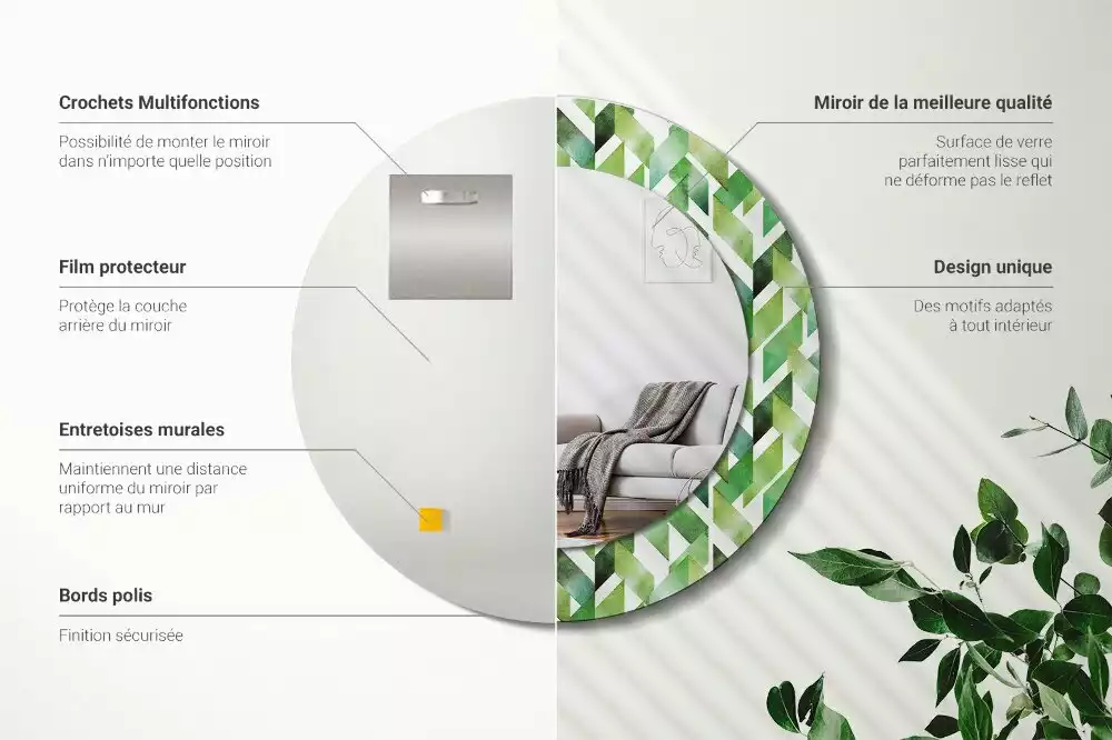 Kulaté dekorační zrcadlo Rybí kost