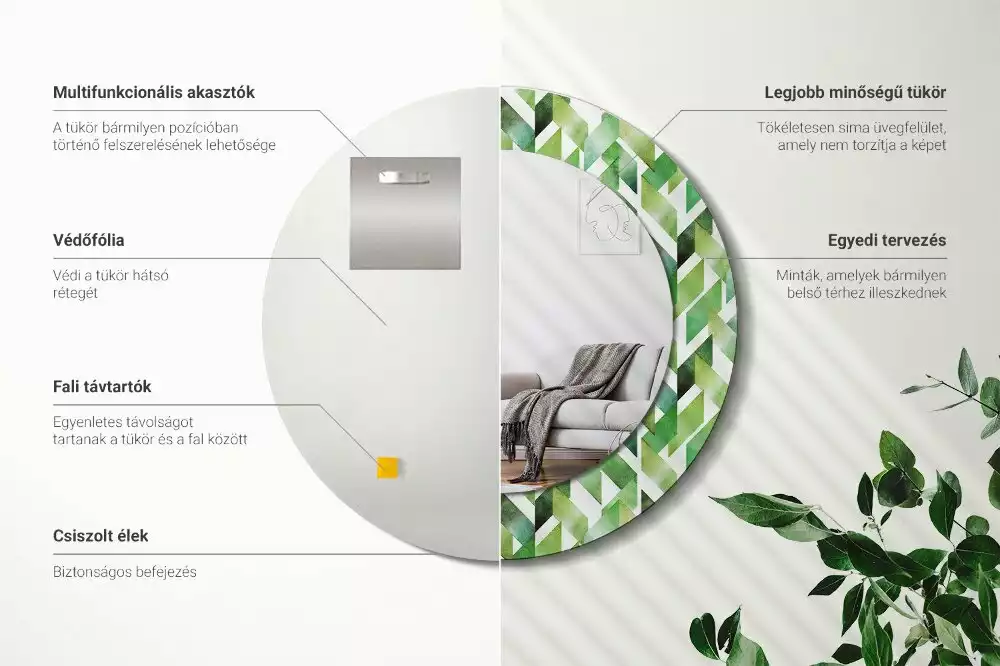 Kulaté dekorační zrcadlo Rybí kost