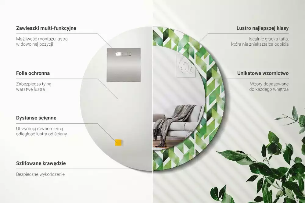 Kulaté dekorační zrcadlo Rybí kost