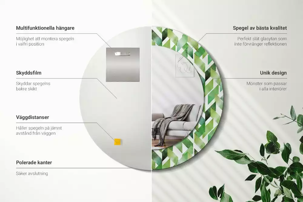 Kulaté dekorační zrcadlo Rybí kost