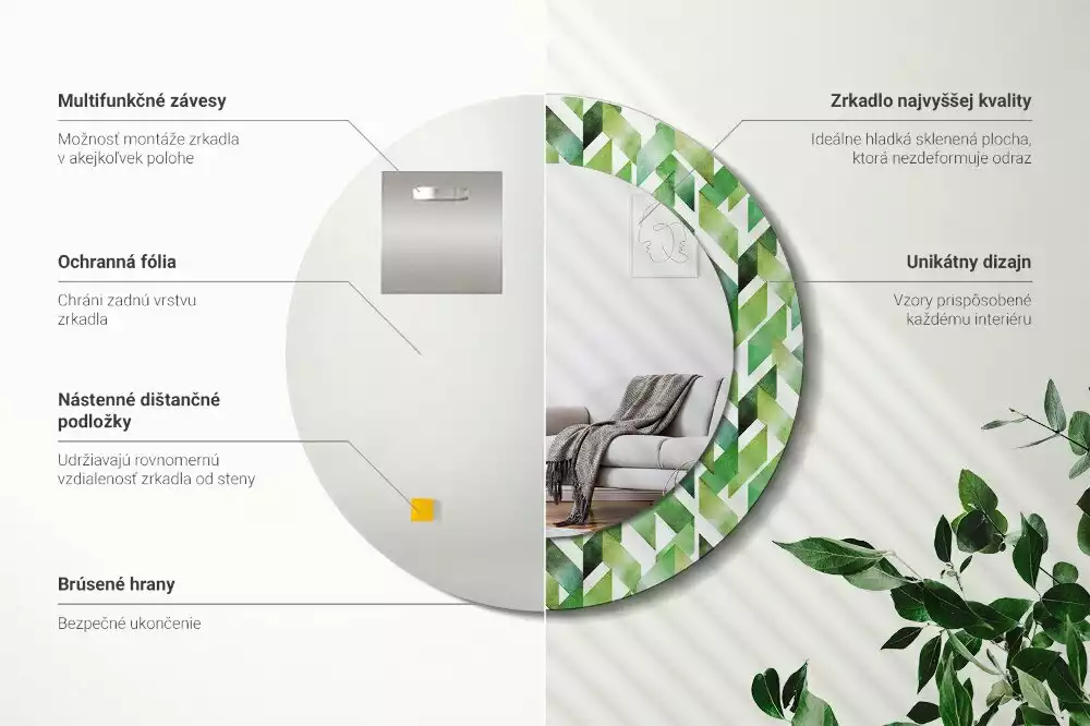 Kulaté dekorační zrcadlo Rybí kost