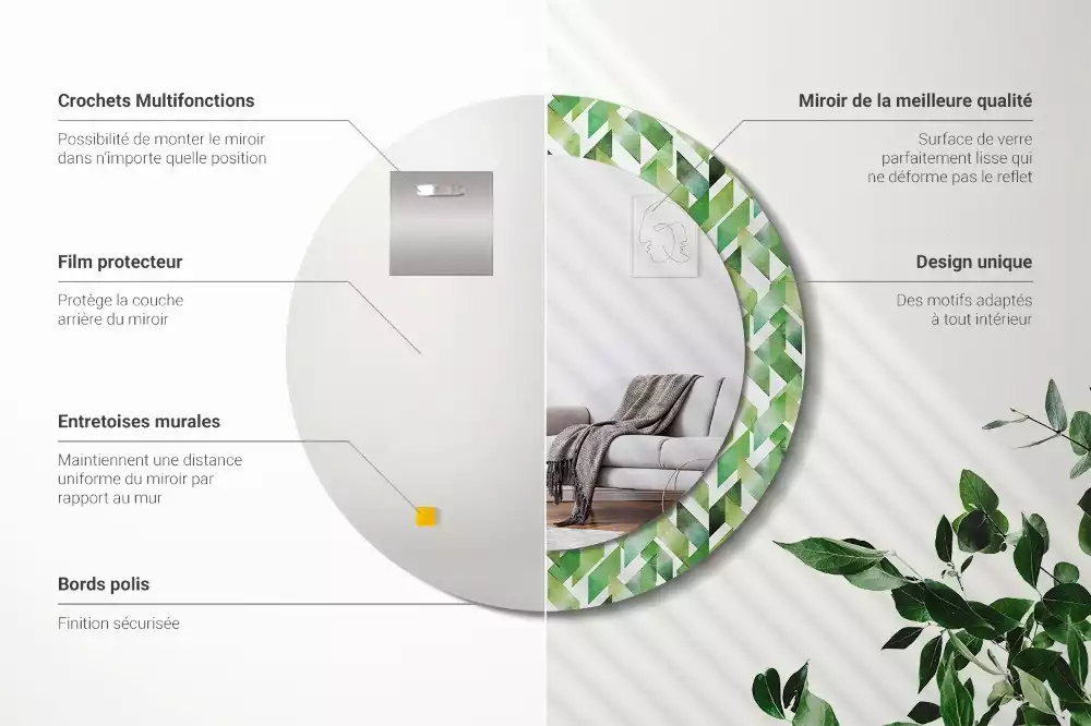 Kulaté dekorační zrcadlo Rybí kost