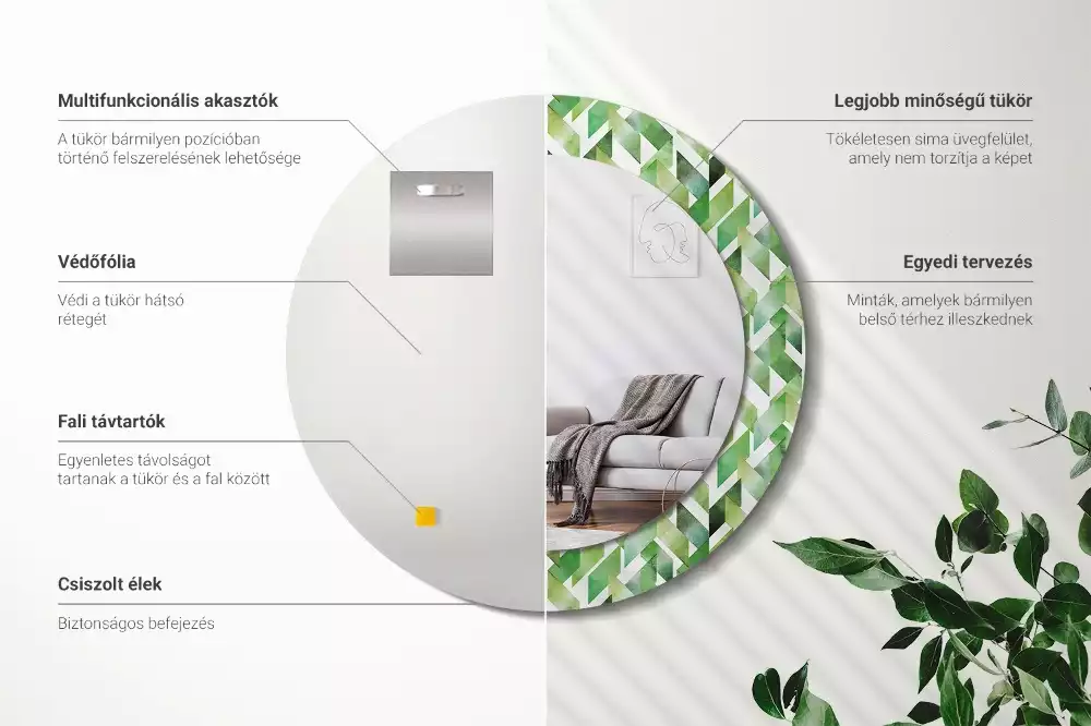 Kulaté dekorační zrcadlo Rybí kost