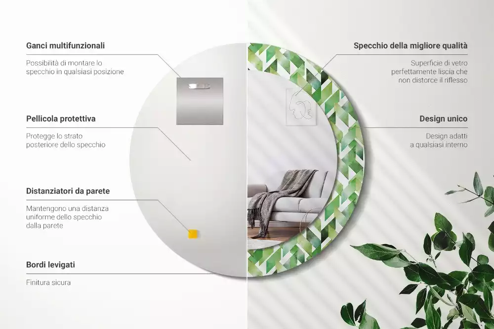 Kulaté dekorační zrcadlo Rybí kost