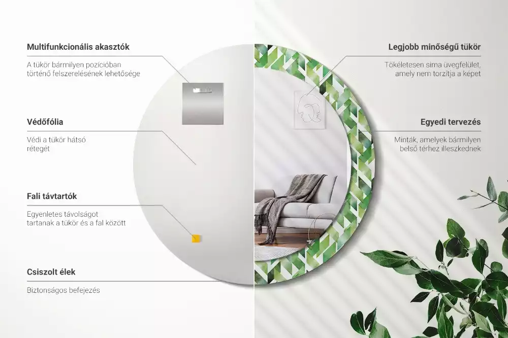 Kulaté dekorační zrcadlo Rybí kost