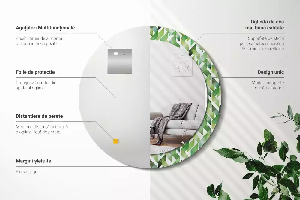 Kulaté dekorační zrcadlo Rybí kost