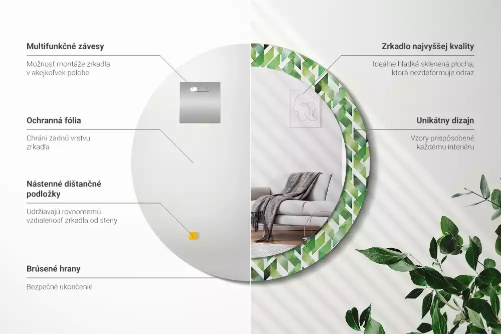 Kulaté dekorační zrcadlo Rybí kost