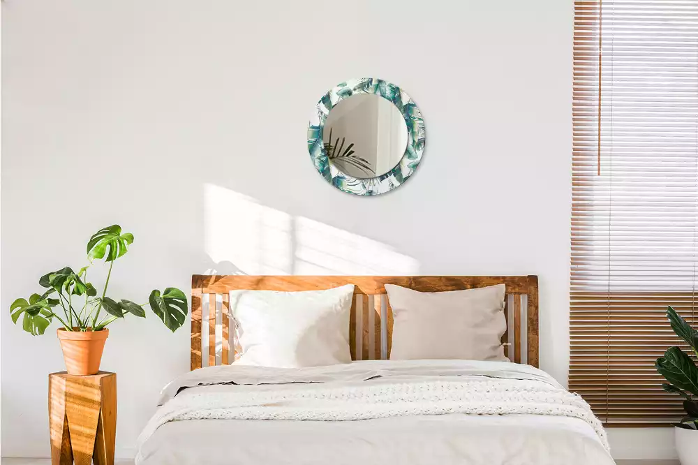 Kulaté dekorační zrcadlo Listy