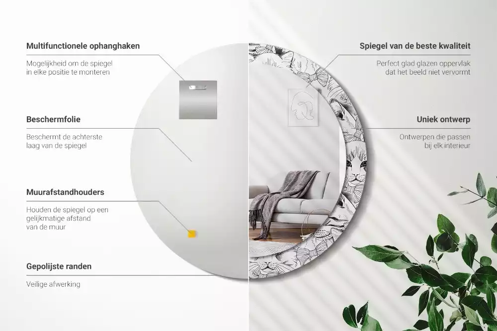 Kulaté dekorační zrcadlo Kočky