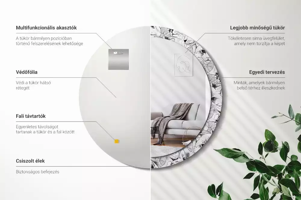 Kulaté dekorační zrcadlo Kočky