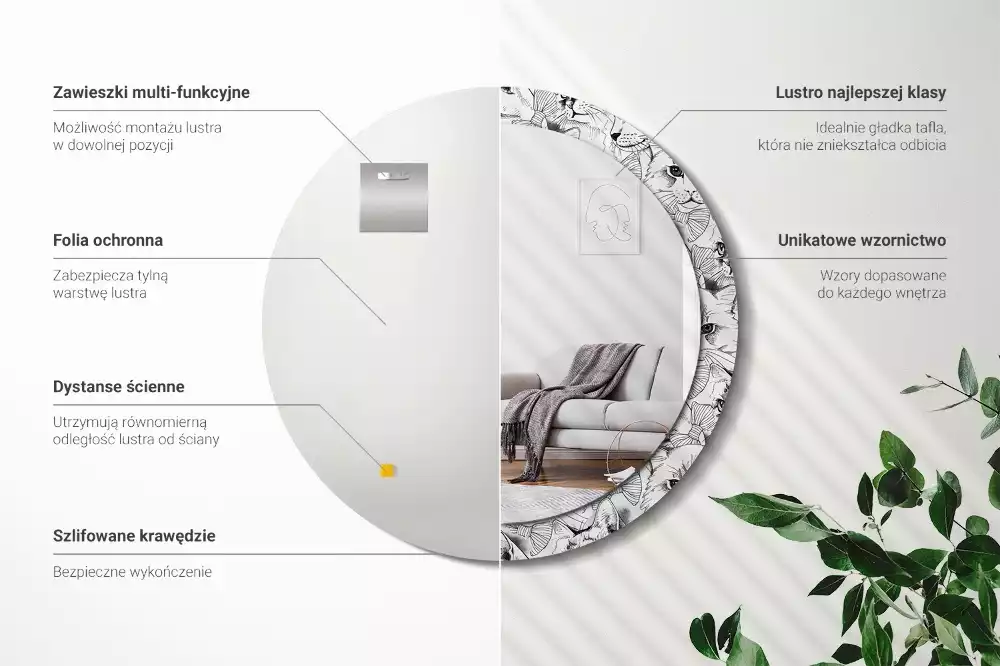 Kulaté dekorační zrcadlo Kočky