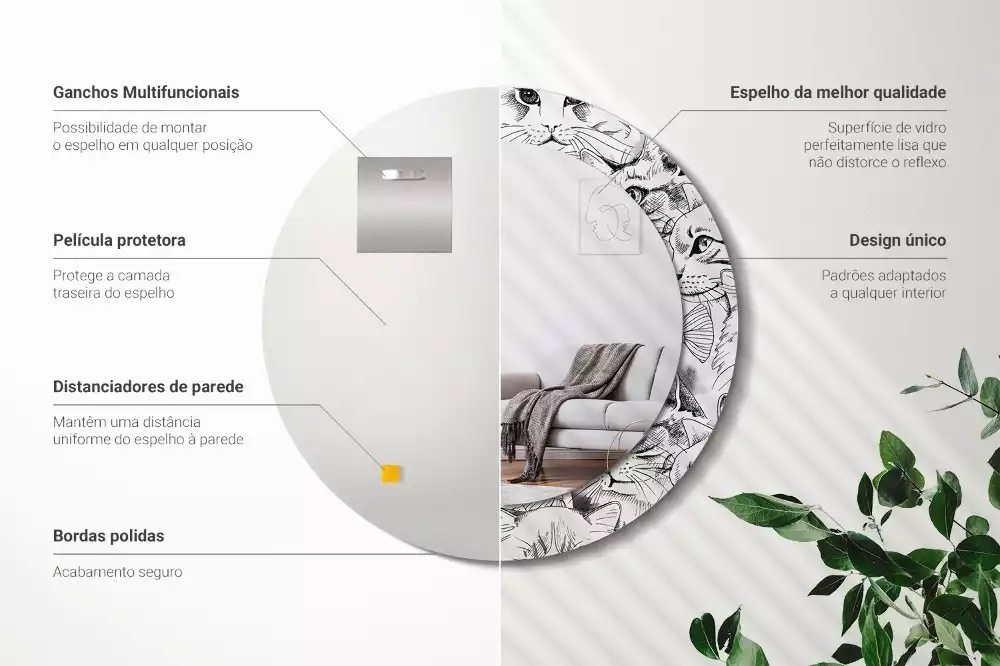 Kulaté dekorační zrcadlo Kočky