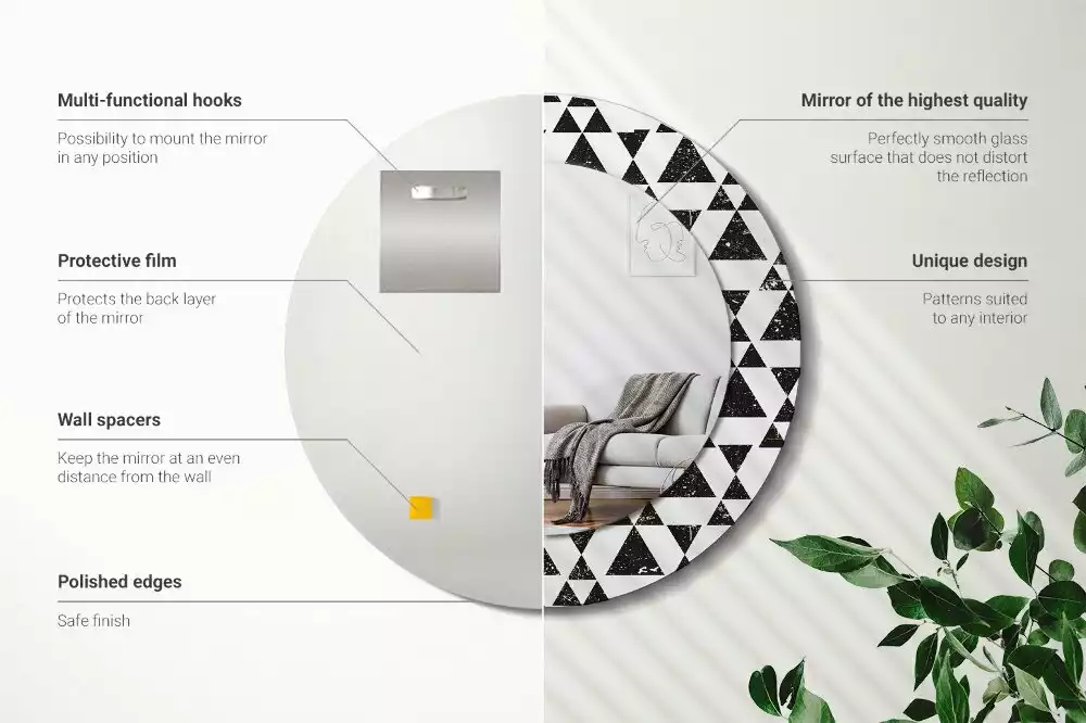 Kulaté dekorační zrcadlo na zeď Geometrie trojúhelníků